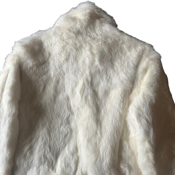 Wilsons Leather Maxima Women’s Collared Zip Up White Rabbit Fur Bomber Jacket M - Picture 7 of 8